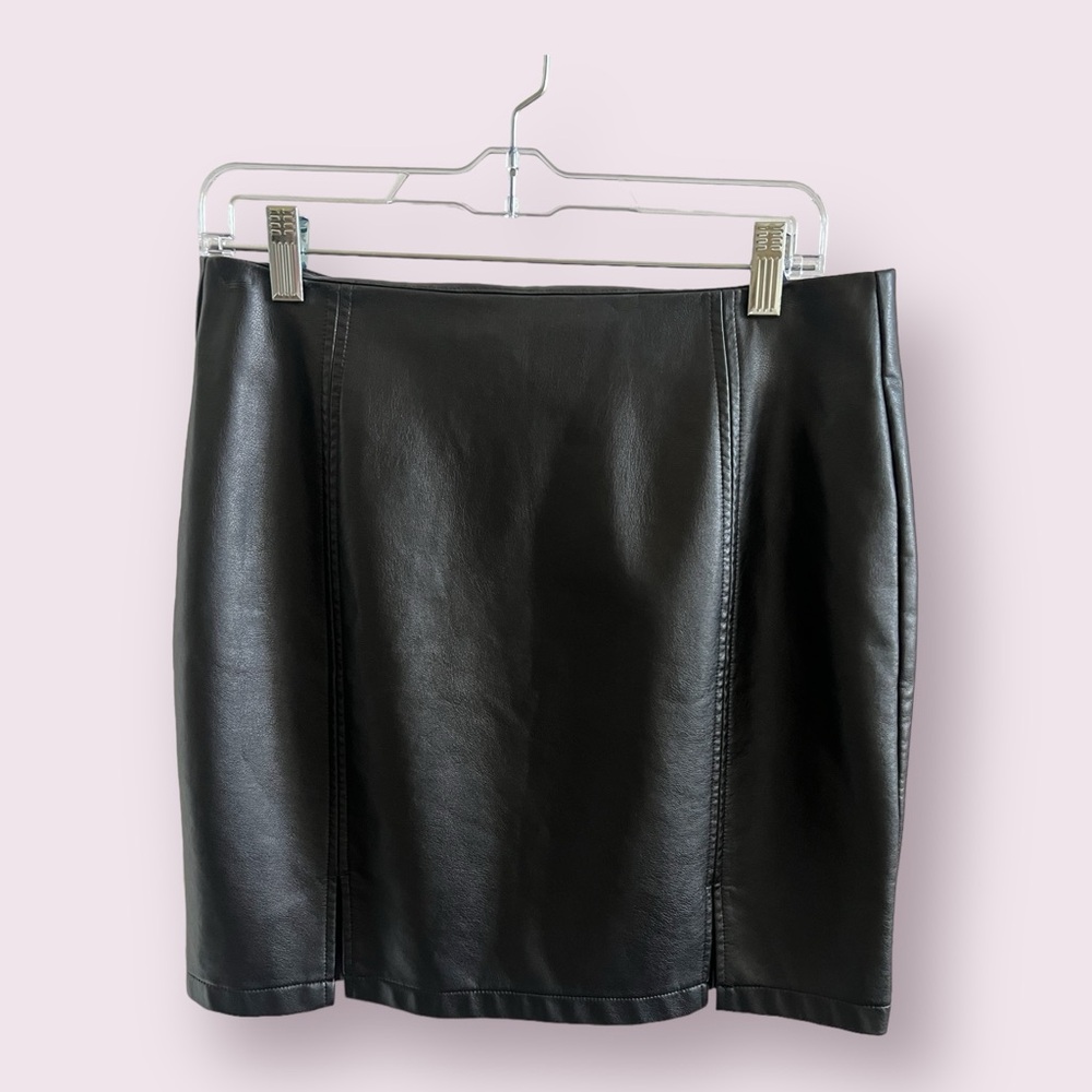 MANGOPOP A-Line Leather Skirt